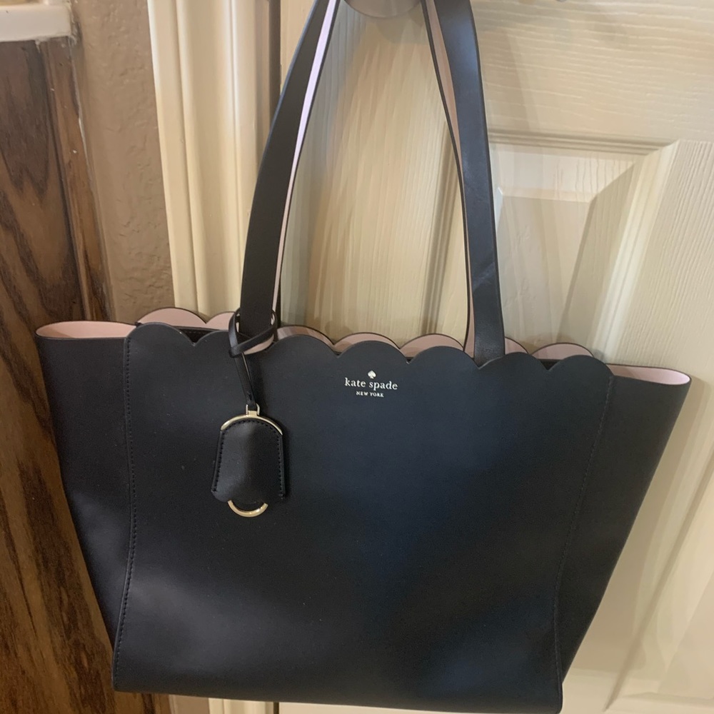 New Kate Spade Black Tote with Scalloped Edges
